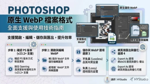 Photoshop 支援原生 WebP 格式教學：網頁圖檔優化與儲存設定