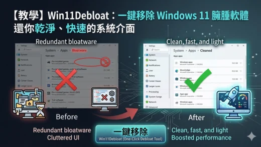 Win11Debloat 教學：一鍵移除 Windows 11 內建廣告與臃腫軟體